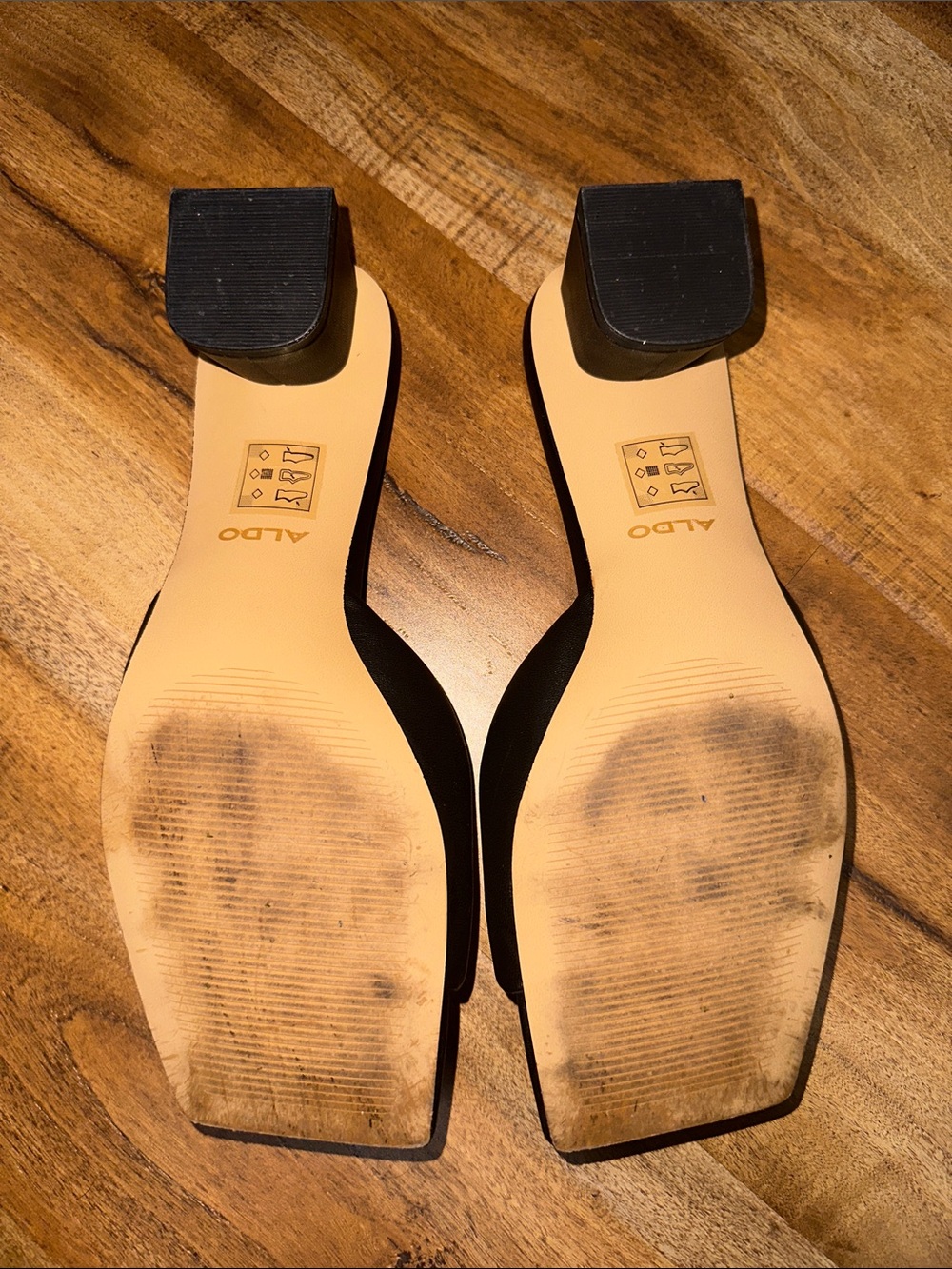 Aldo Black Square-Toe Slide Mules - Picture 3 of 3